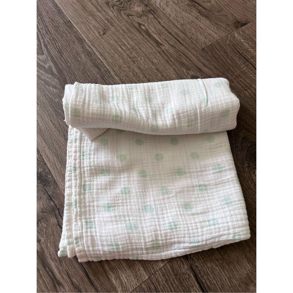 Swaddle Designs Baby Blanket Polka Dot White Green Circles Soft Muslin Lovey
